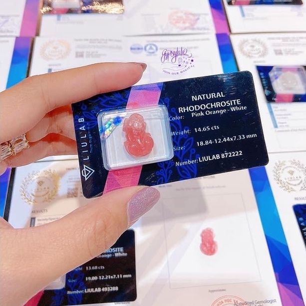 Dây Chuyền Tỳ Hưu Đá Đào Hoa (Rhodochrosite)
