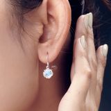  Bông Tai Bạc Hình Tròn Đá Ánh Trăng Moonstone 