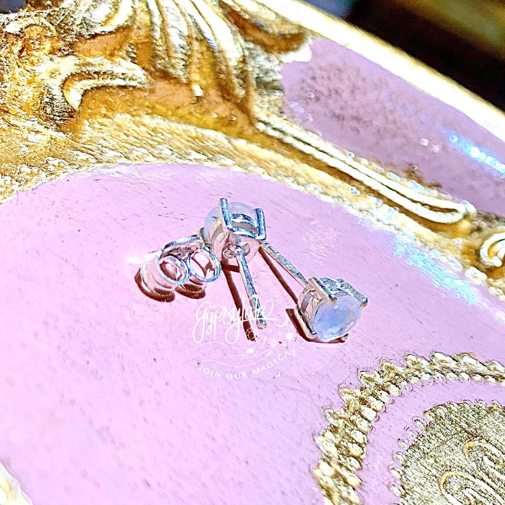 Bông Tai Vuông Đá Ánh Trăng Moonstone