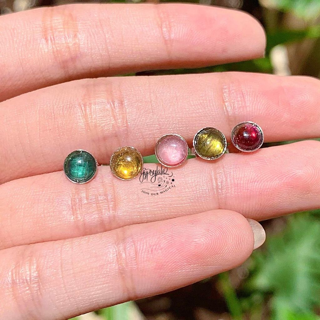 Bông Tai Đá Tourmaline Minimalist