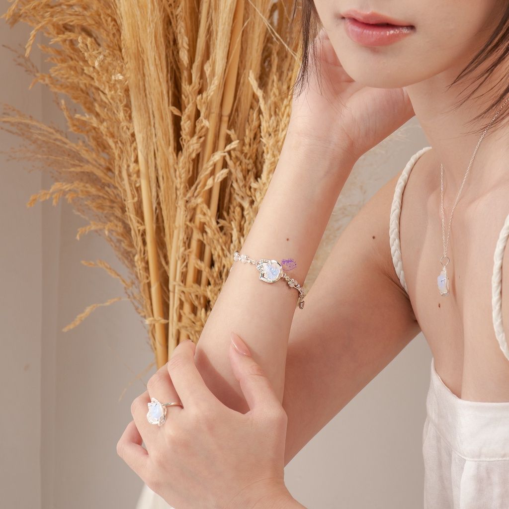 Vòng Tay Embrace Hồ Ly Đá Ánh Trăng Moonstone