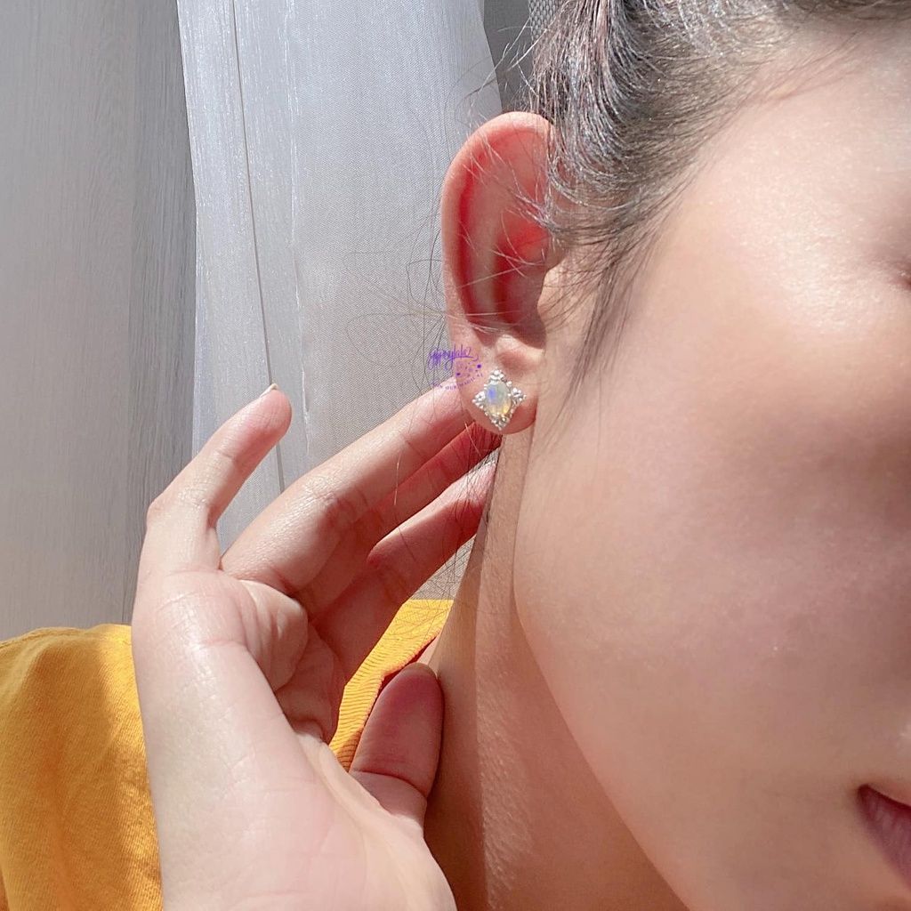 Bông Tai Hình Thoi Đá Opal