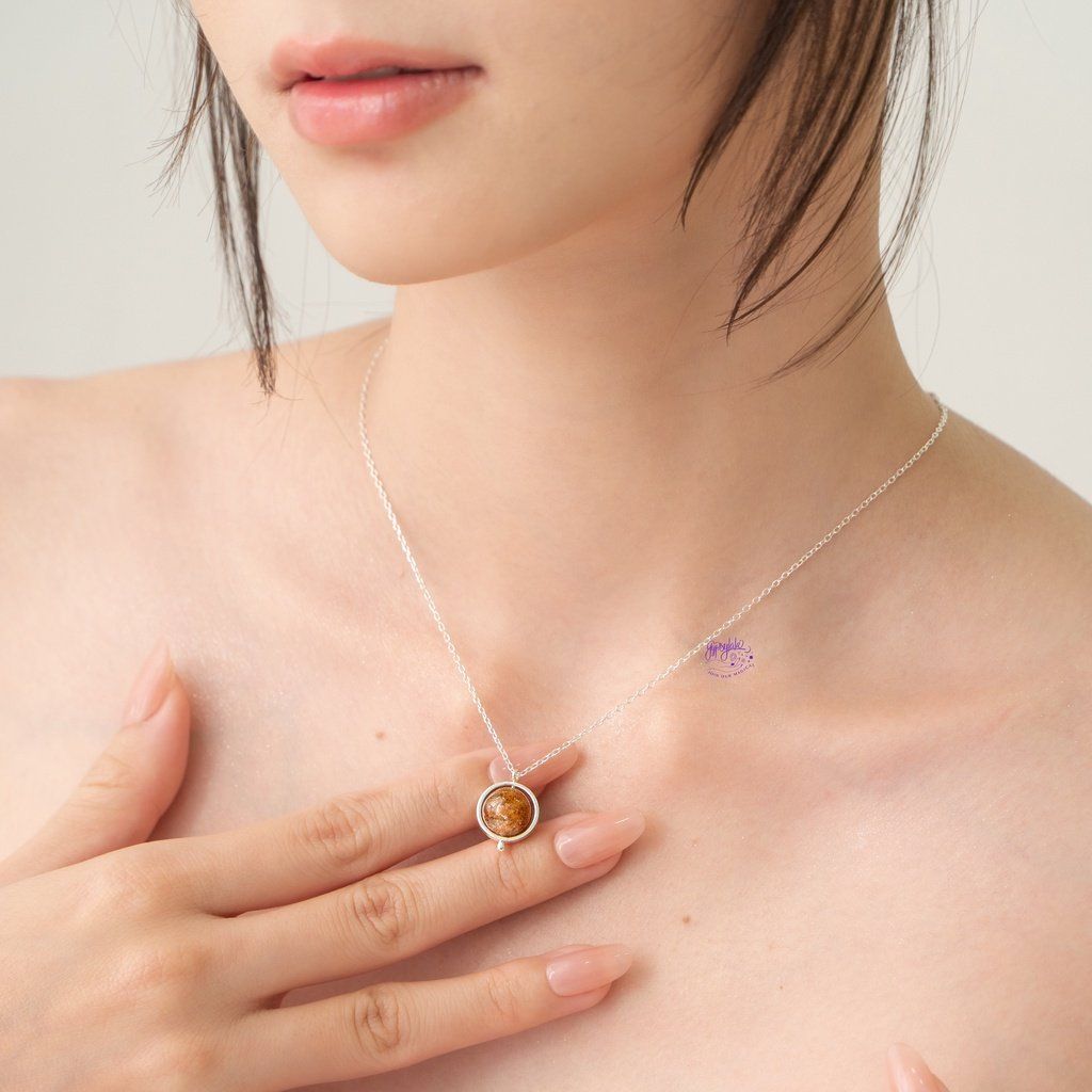 Dây Chuyền Khung Bạc Đá Thiên Nhiên