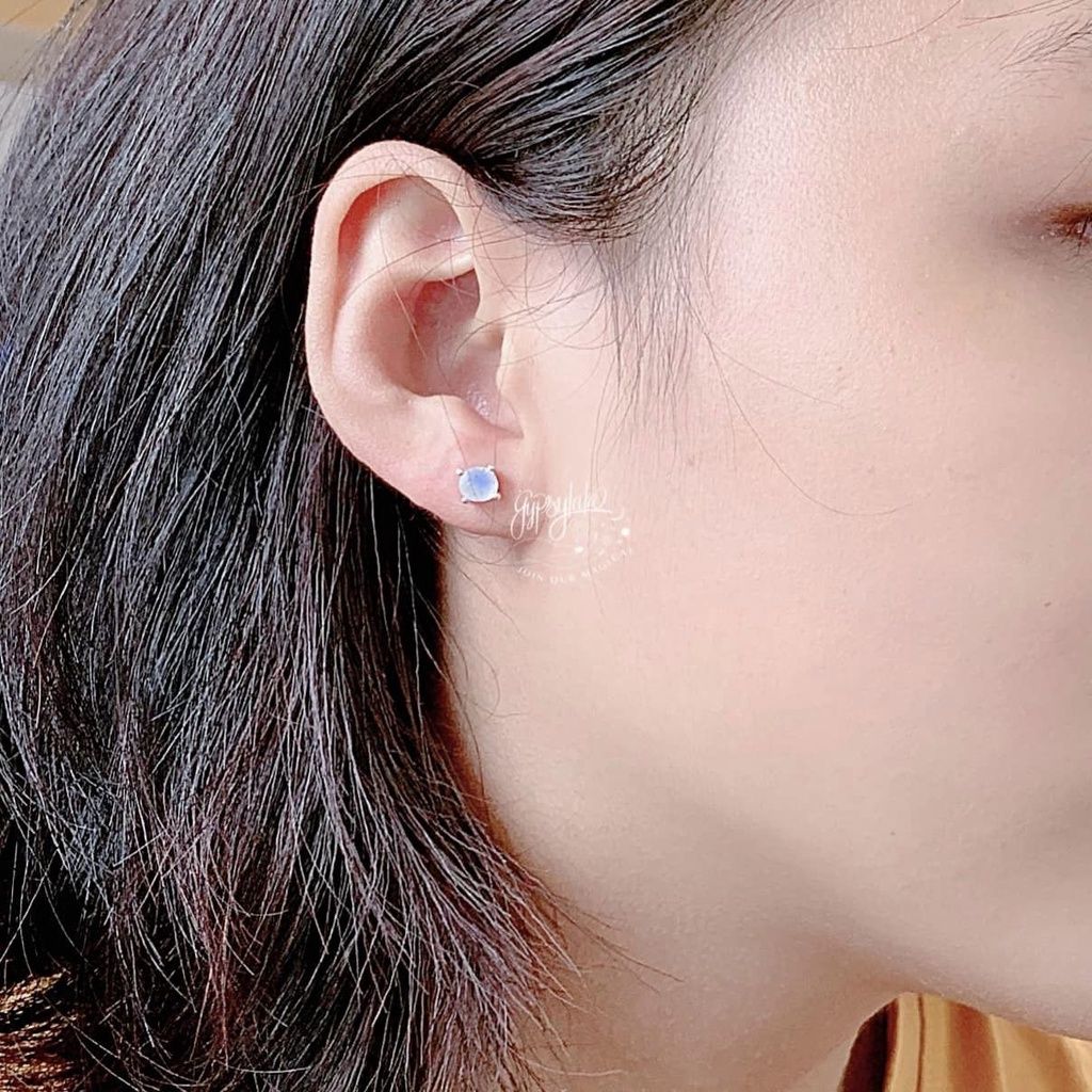 Bông Tai Vuông Đá Ánh Trăng Moonstone