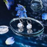  Bông Tai Bạc Hình Tròn Đá Ánh Trăng Moonstone 