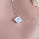  Dây Chuyền Bạc Một Viên Đá Ánh Trăng Moonstone 