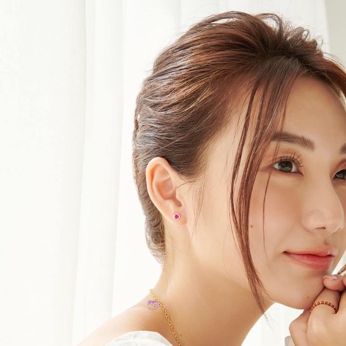Bông Tai Đá Ruby Hồng