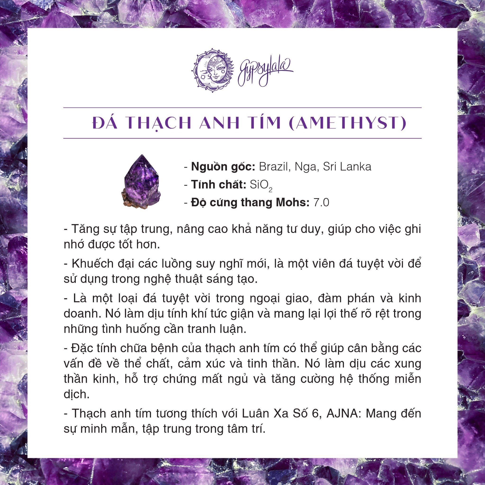 Vòng Tay Thiết Kế Nữ Thạch Anh Tím Ánh Trăng Celestial Serenity 233 SP007338 Gypsy.lala