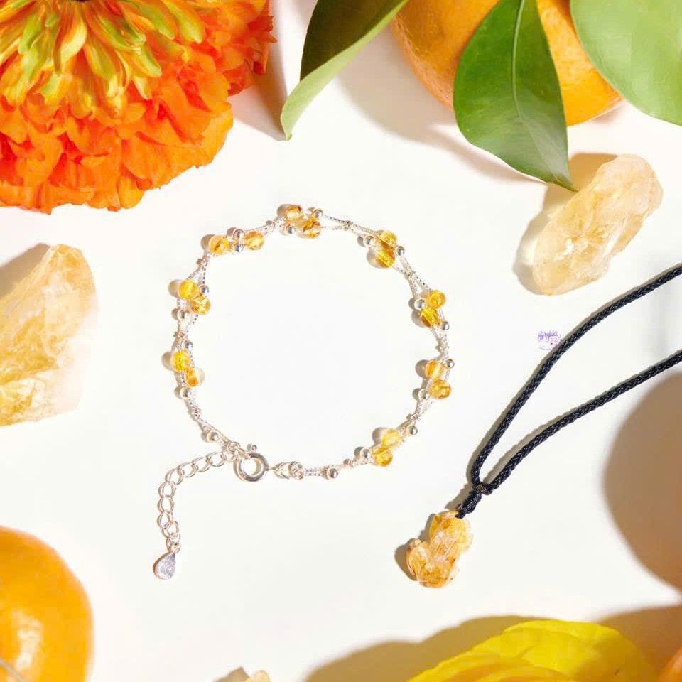 Vòng Tay Đá Thạch Anh Tóc Vàng Mini