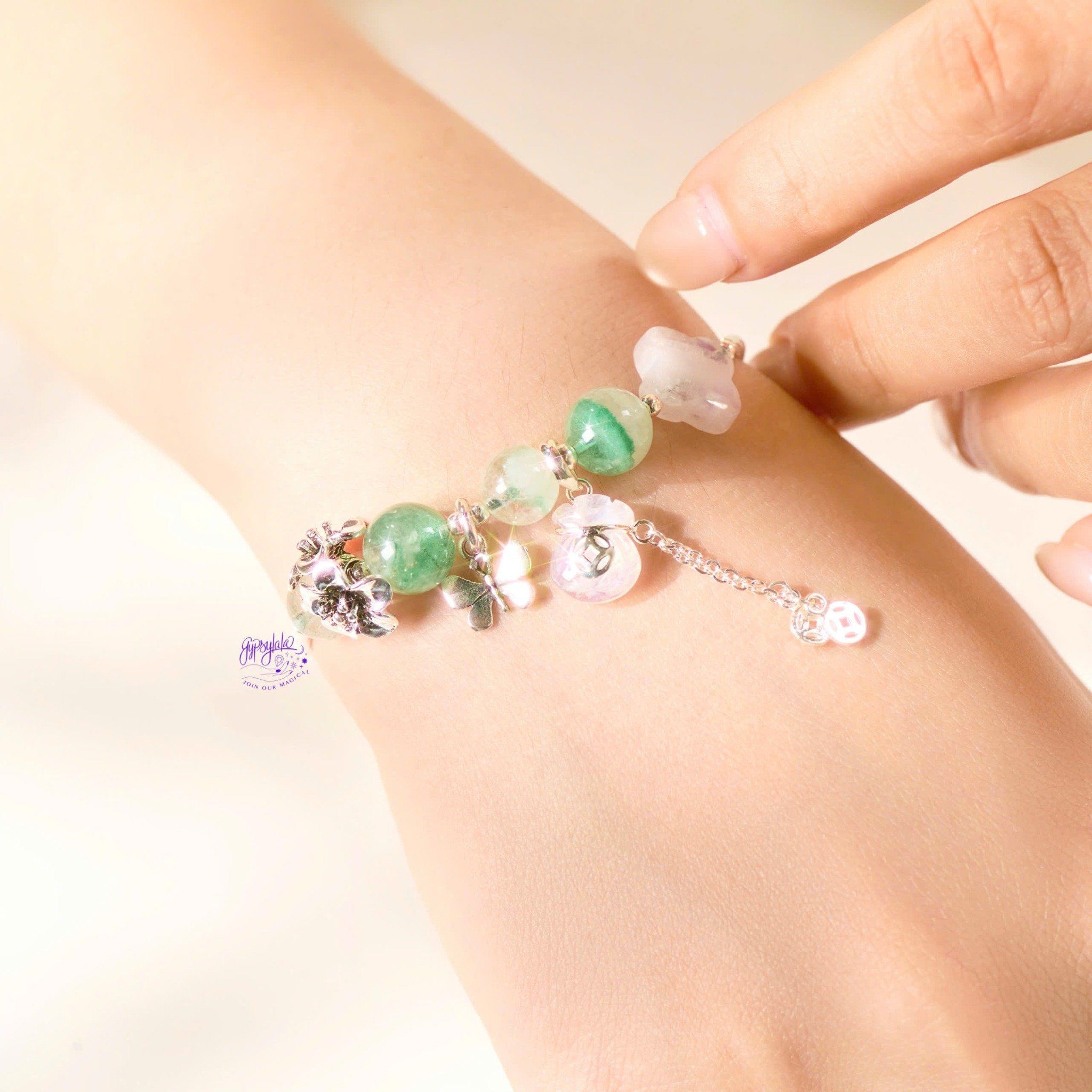 Vòng Tay Thiết Kế Nữ Evergreen Spirit Đá Ưu Linh Xanh SP008153 Gypsy.lala