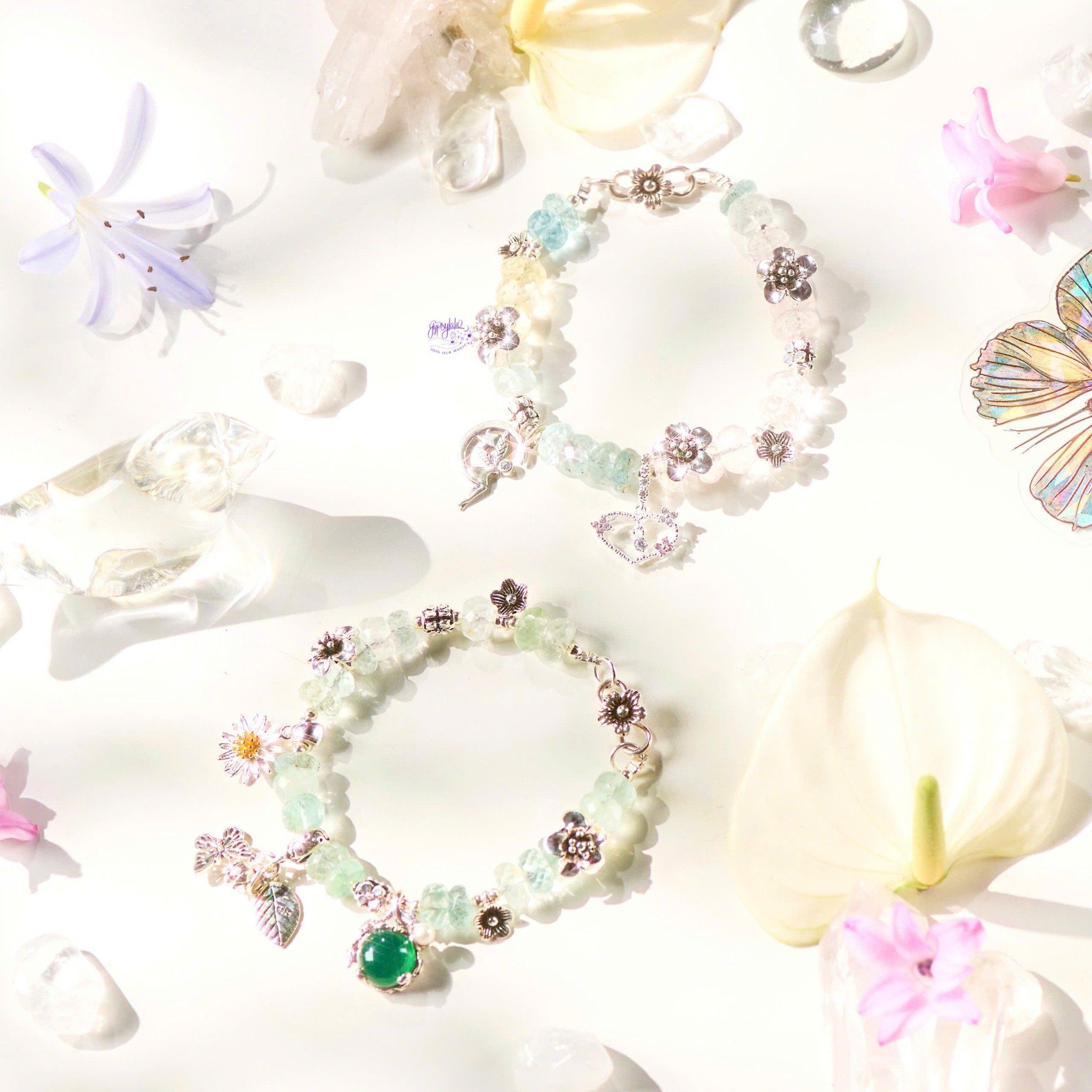 Vòng Tay Thiết Kế Nữ Camellia Love Đá Beryl Aquamarine Vip SP008138 Gypsy.lala