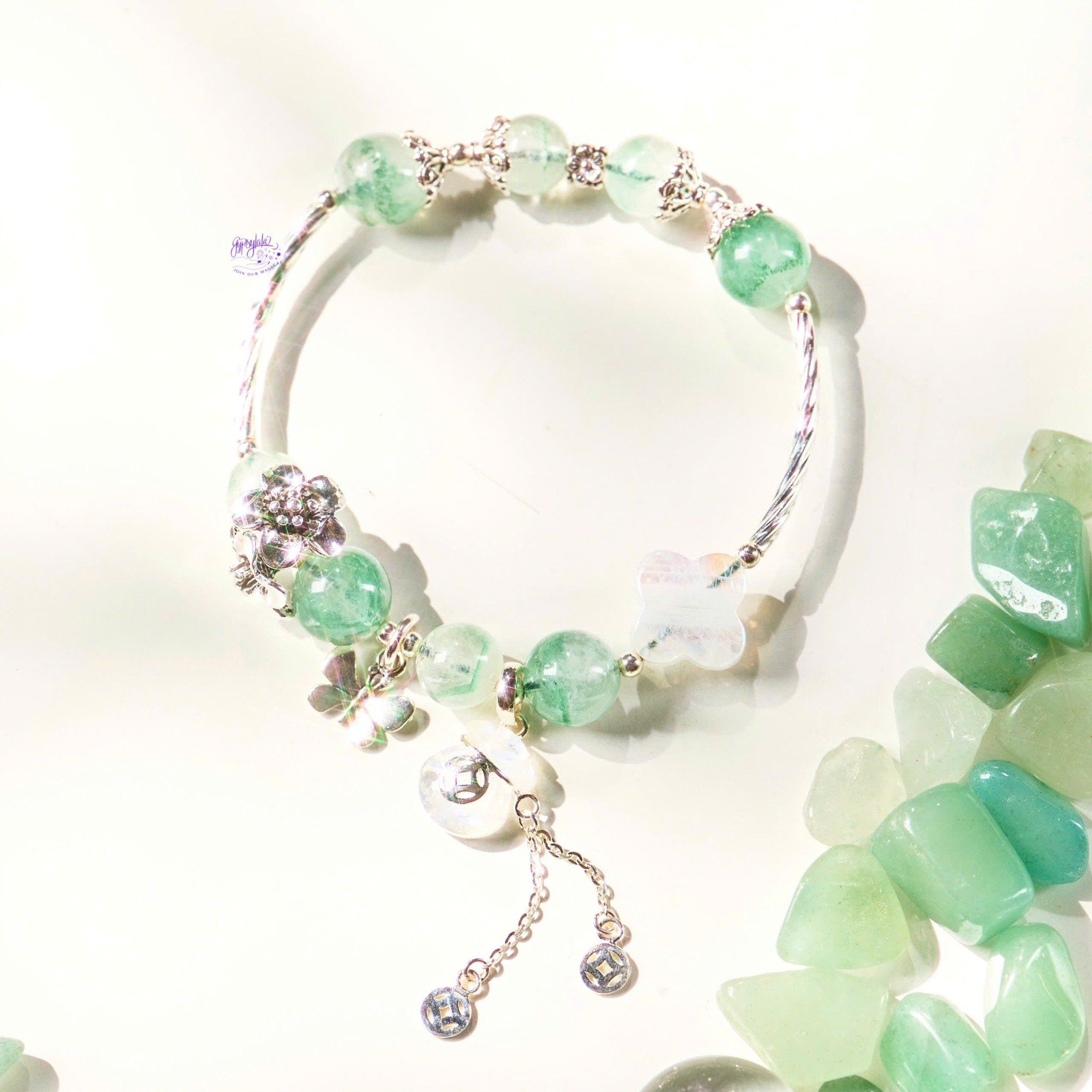 Vòng Tay Thiết Kế Nữ Evergreen Spirit Đá Ưu Linh Xanh SP008153 Gypsy.lala