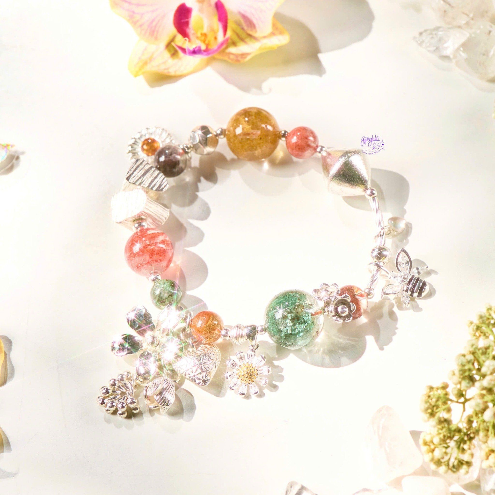 Vòng Tay Thiết Kế Nữ Floral Harmony Đá Ưu Linh Ngũ Sắc SP008139 Gypsy.lala