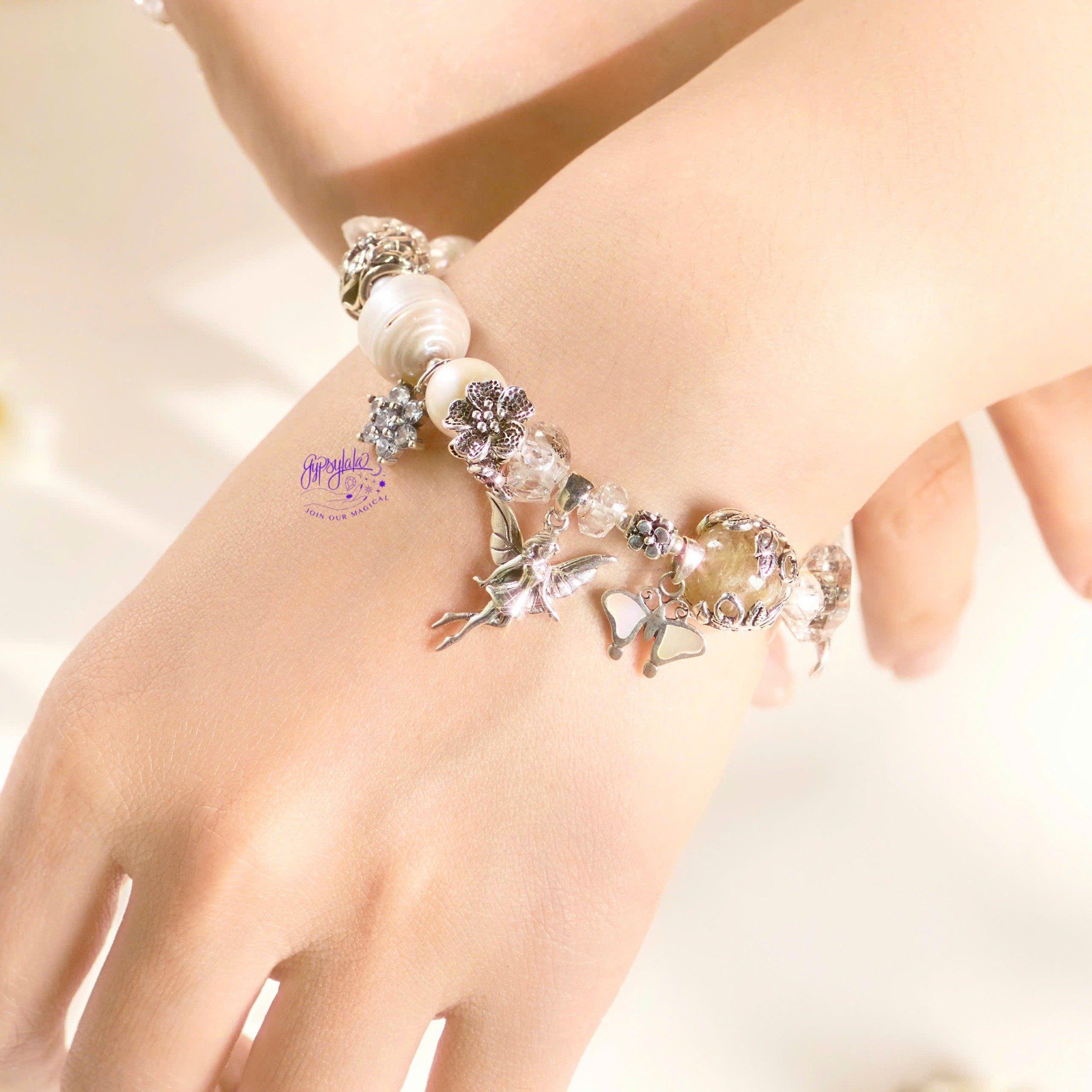 Vòng Tay Thiết Kế Nữ Olive Peace Ngọc Trai Thô SP008131 Gypsy.lala