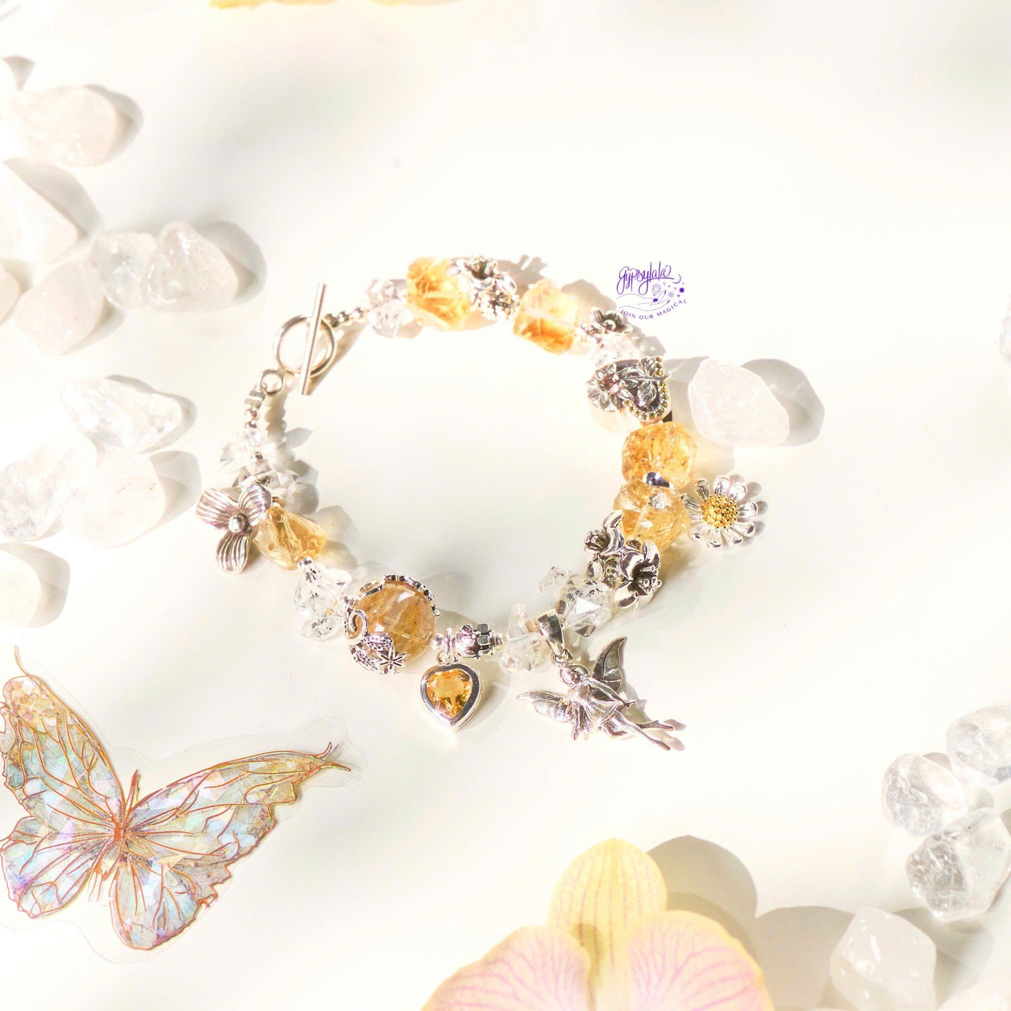 Vòng Tay Thiết Kế Nữ Fern Serenity Đá Thạch Anh Vàng Thô SP008130 Gypsy.lala