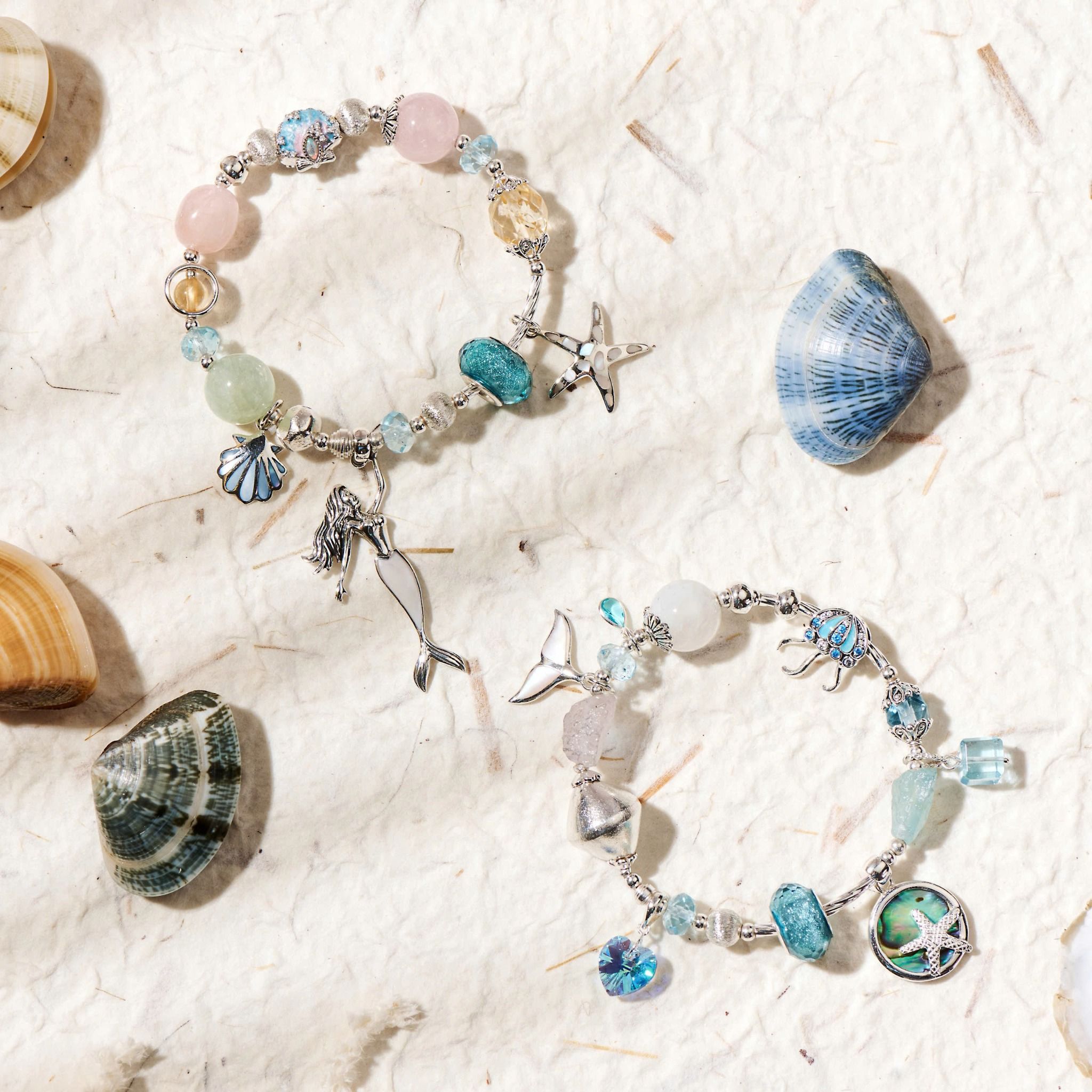 Vòng Tay Thiết Kế Nữ Pearl Whisper Đá Beryl Aquamarine, Thạch Anh Vàng SP008192 Gypsy.lala