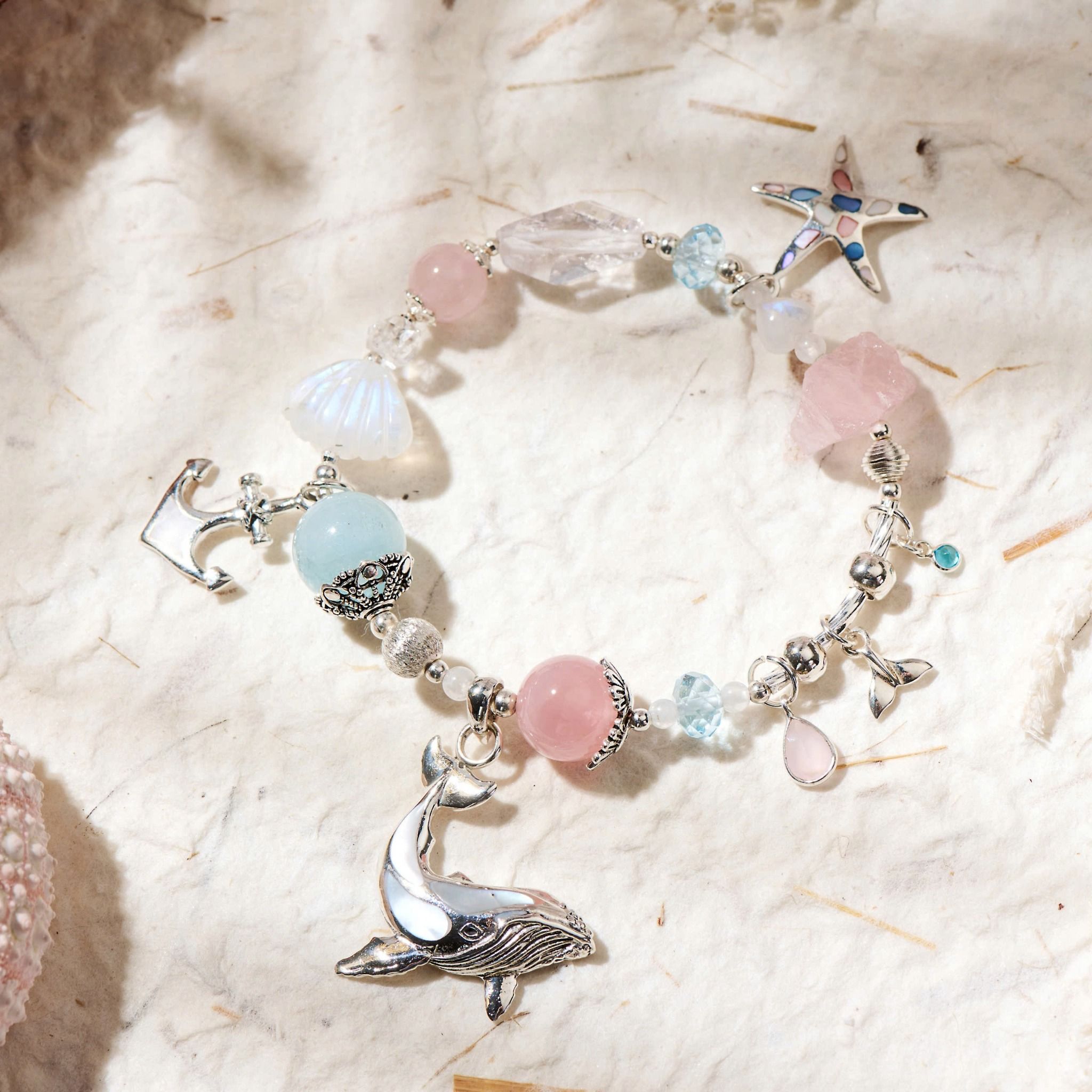 Vòng Tay Thiết Kế Nữ The Ocean’s Lullaby Đá Ánh Trăng, Beryl Aquamarine SP008191 Gypsy.lala