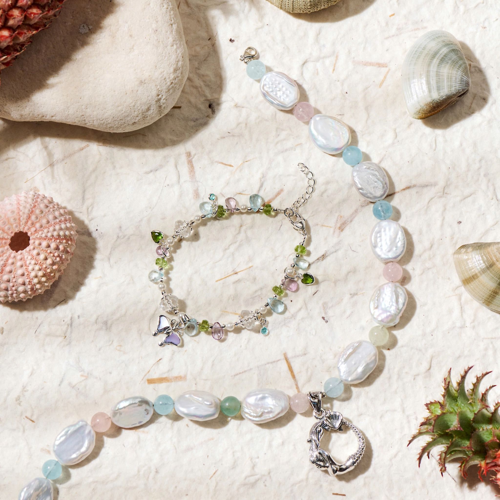 Vòng Tay Thiết Kế Nữ Dewdrops & Driftwood Thạch Anh Trắng, Topaz SP008174 Gypsy.lala