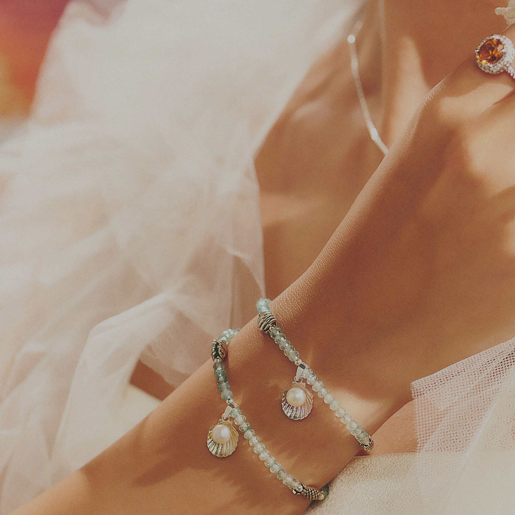 Vòng Tay Thiết Kế Nữ Coral Bloom Đá Aquamarine SP008195 Gypsy.lala