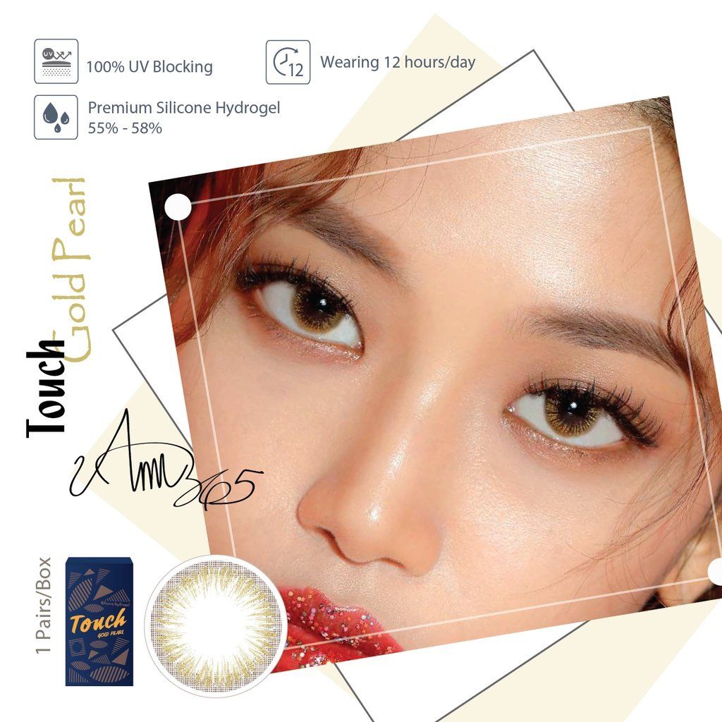 Kính áp tròng 3 tháng màu vàng hoàng kim ANN365 Touch Gold Pearl