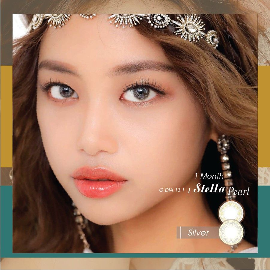 Kính áp tròng 3 tháng màu tia sáng bạc ANN365 Stella Silver Pearl