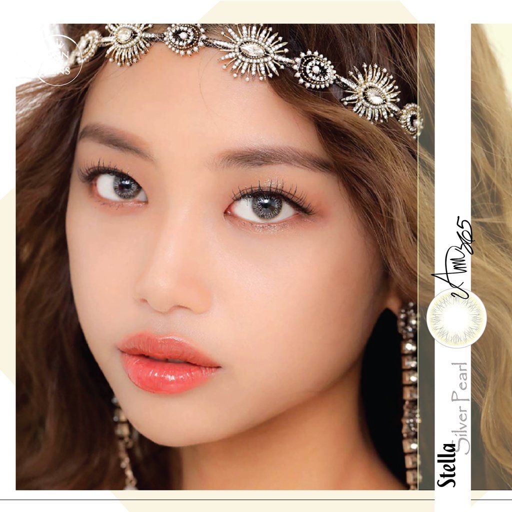 Kính áp tròng 3 tháng màu tia sáng bạc ANN365 Stella Silver Pearl
