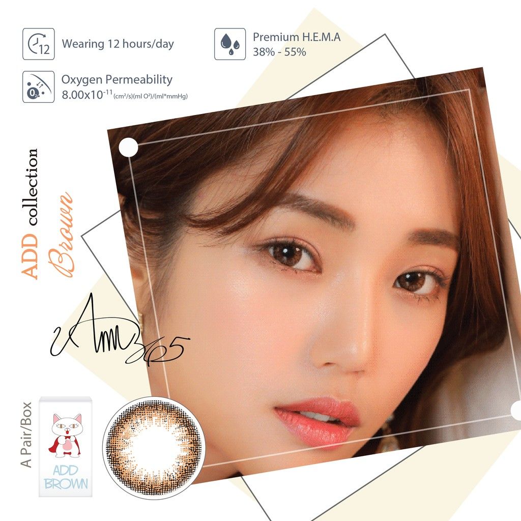 ANN365 - 3 tháng (1 CẶP) Add Brown - Kính áp tròng Hàn Quốc Seoullens