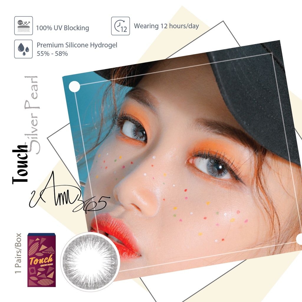 Kính áp tròng 3 tháng màu bạc hoàng kim ANN365 Touch Silver Pearl