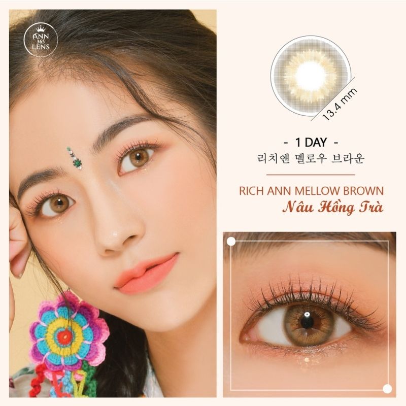 ANN365 - 1 ngày (1 CẶP) Rich Ann Mellow Brown - Kính áp tròng Hàn Quốc Seoullens