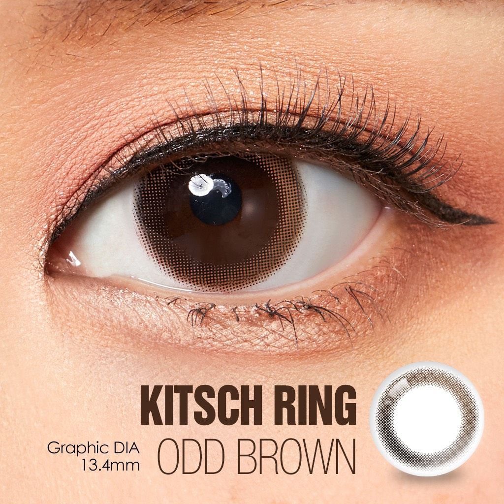 KITSCHRING - 1 NGÀY (1 CHIẾC) Odd brown/black - Kính áp tròng Hàn Quốc Seoullens