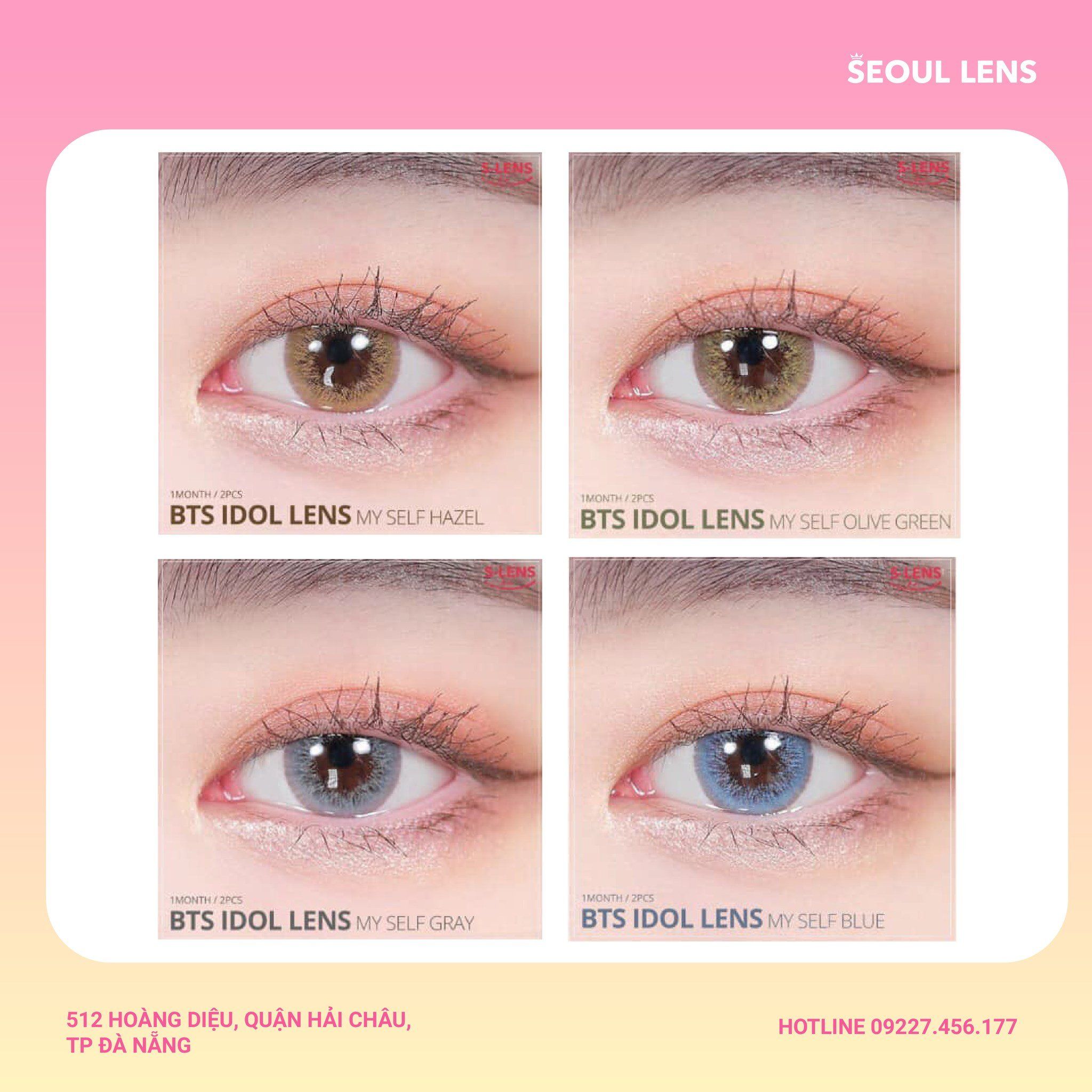BTS - 3 THÁNG (1 CẶP) My Self gray/blue/hazel/olive green - Kính áp tròng Hàn Quốc Seoullens