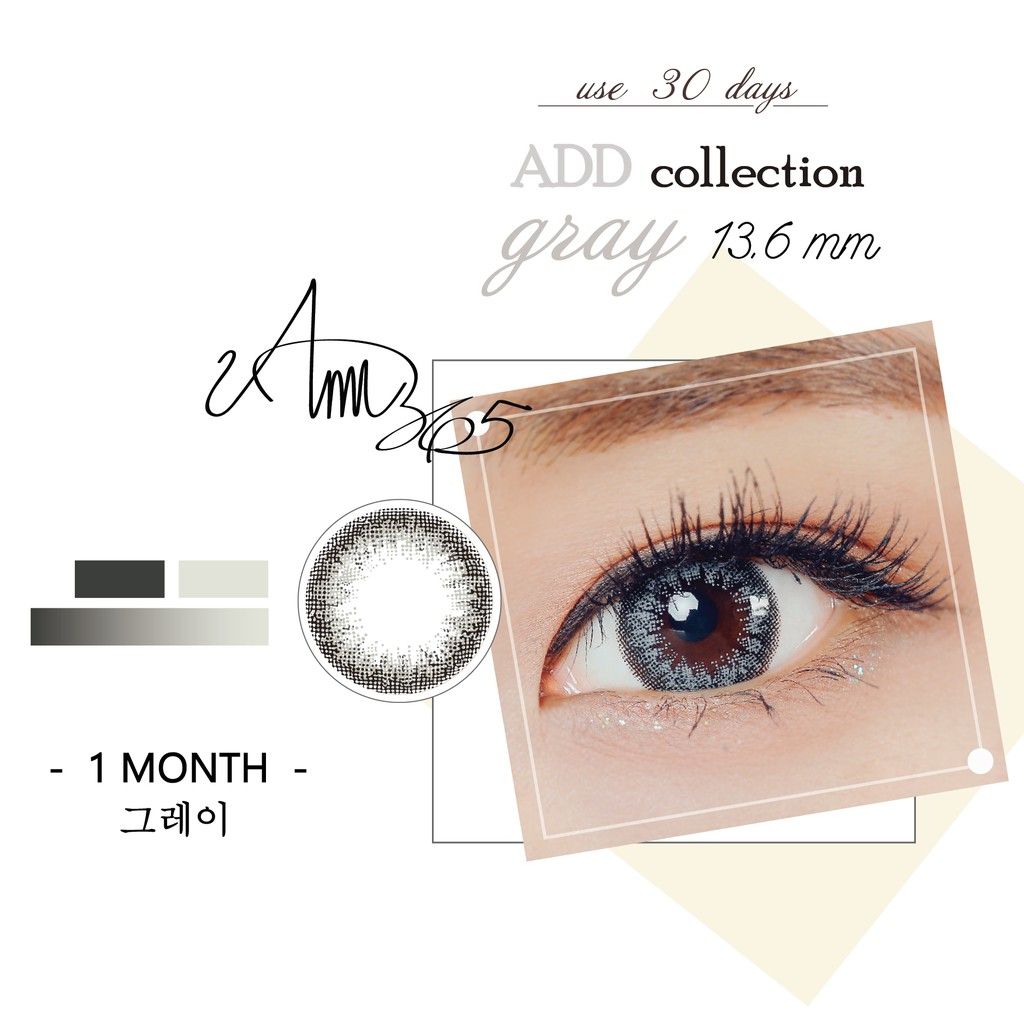 ANN365 - 3 tháng (1 CẶP) Add Gray - Kính áp tròng Hàn Quốc Seoullens