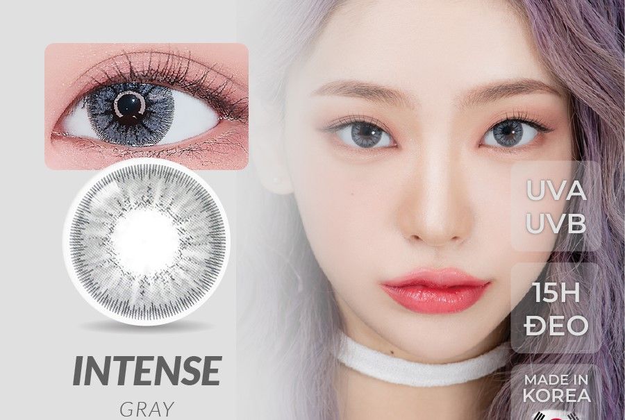 INTENSE 1 NĂM - (1 CHIẾC) GRAY - Kính áp tròng Hàn Quốc Seoullens