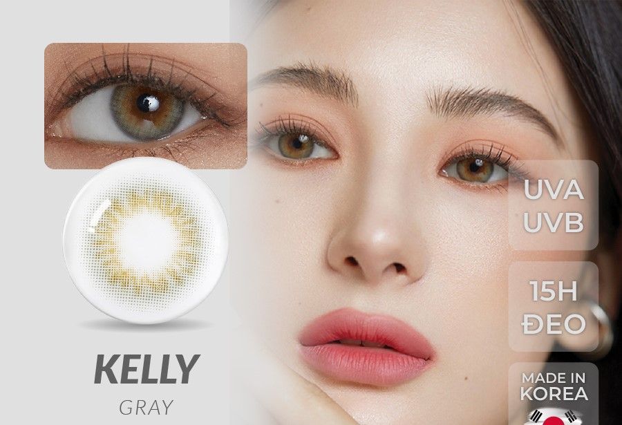 KELLY - 3 THÁNG (1 CẶP) gray/green/hazel - Kính áp tròng Hàn Quốc Seoullens