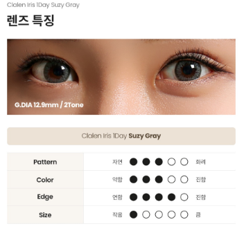 CLALEN IRIS - 1 NGÀY (1 CHIẾC) Suzy Gray - Kính áp tròng Hàn Quốc Seoullens