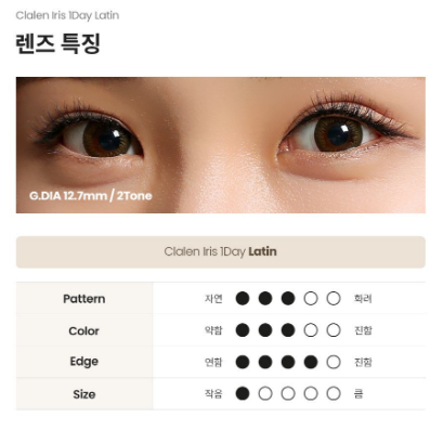 CLALEN IRIS - 1 NGÀY (1 CHIẾC) Latin Brown - Kính áp tròng Hàn Quốc Seoullens