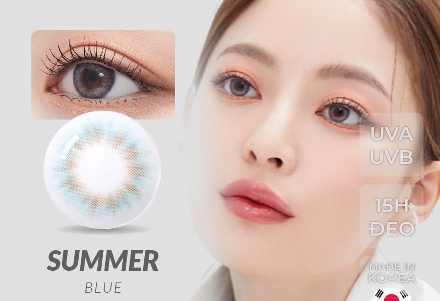 SUMMER - 6 THÁNG (1 CHIẾC ) Blue - Kính áp tròng Hàn Quốc Seoullens