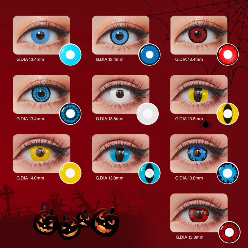OLENS - 6 THÁNG (1 CHIẾC) Cosplay A-Red/Blue/B-Violet/C-Blue/D-Violet - Kính áp tròng Hàn Quốc Seoullens