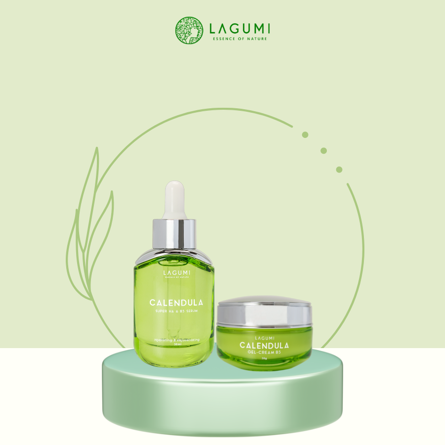 Combo cấp ẩm, căng bóng da Lagumi (Serum Super HA & B5 30ml - Kem dưỡng Gel Cream B5 30gr)
