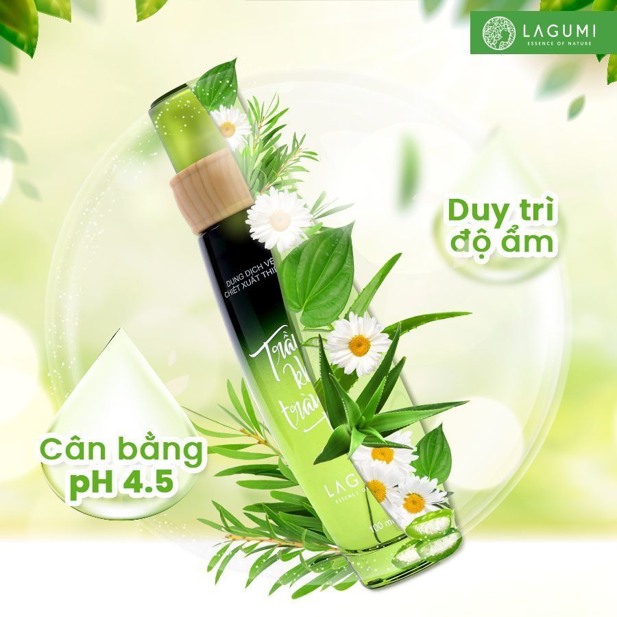 Dung dịch vệ sinh phụ nữ trầu không, tràm trà Lagumi 100ml giúp giảm ngứa, khí hư
