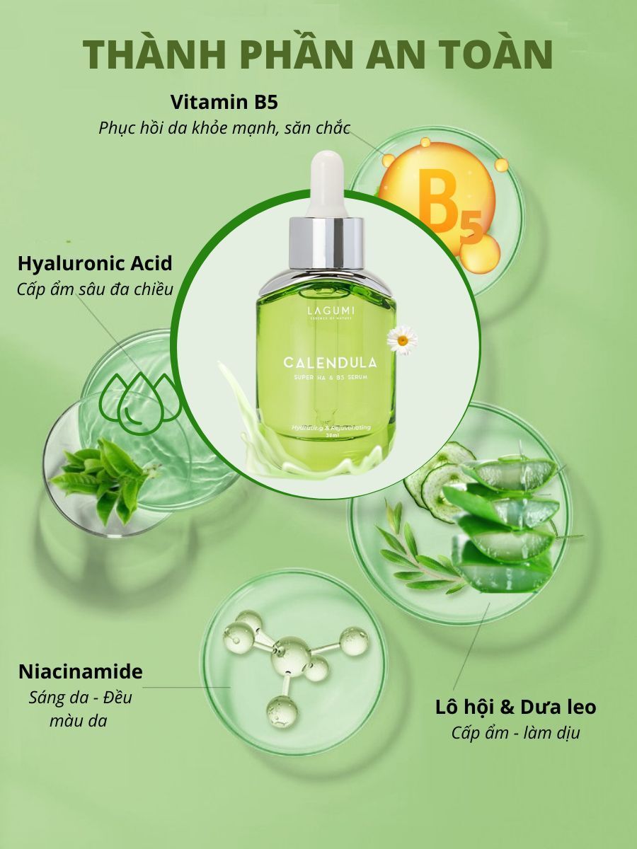 Serum siêu cấp ẩm và phục hồi da Lagumi Calendula Super HA & B5 30ml