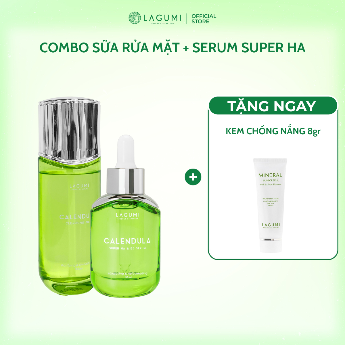 Combo Làm sạch - Cấp ẩm chuyên sâu (Sữa rửa mặt Lagumi + Serum Lagumi)