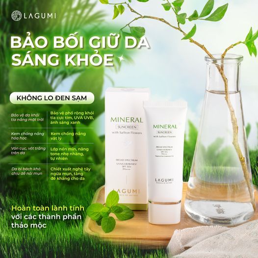 Combo Cấp ẩm và bảo vệ da 2 món Kem dưỡng B5 và Kem chống nắng nhụy hoa nghệ tây Lagumi