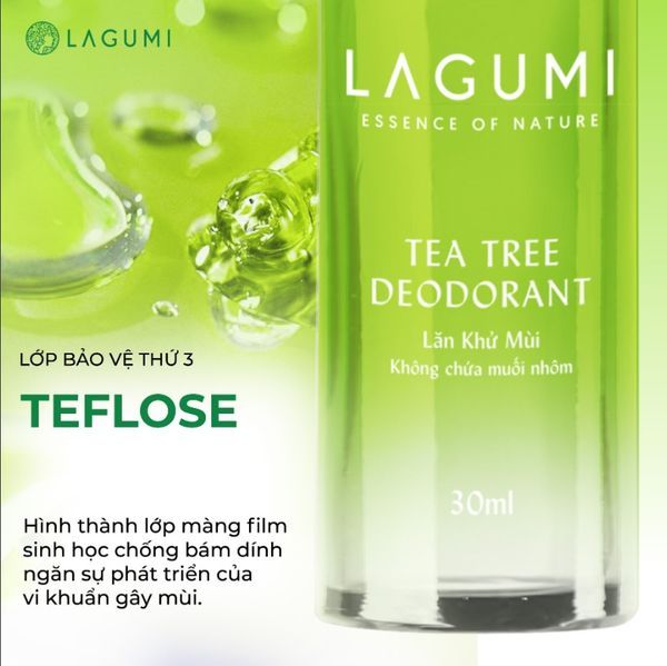 Lăn khử mùi tràm trà Lagumi không muối nhôm công nghệ ngăn mùi Nhật Bản khô thoáng đến 24h dung tích 30ml