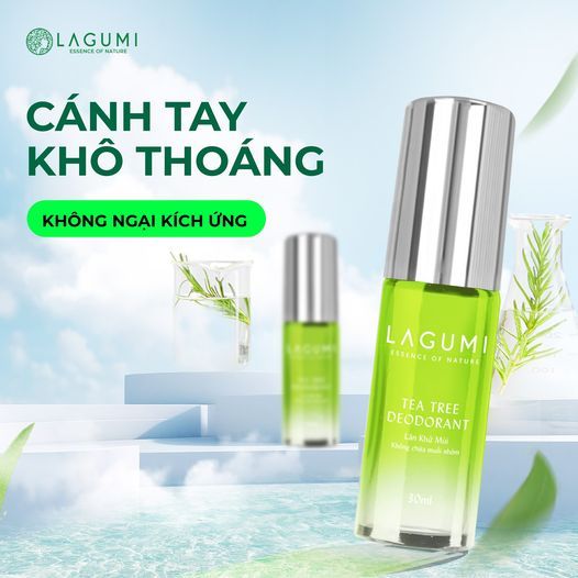 Lăn khử mùi tràm trà Lagumi không muối nhôm công nghệ ngăn mùi Nhật Bản khô thoáng đến 24h dung tích 30ml