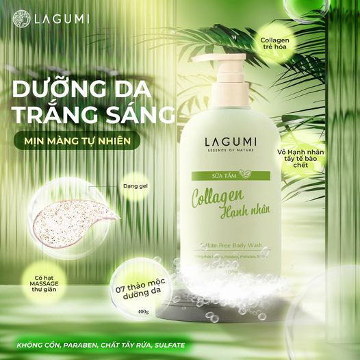 Sữa tắm Collagen hạnh nhân Lagumi 400g