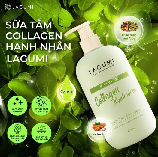 Sữa tắm Collagen hạnh nhân Lagumi 400g
