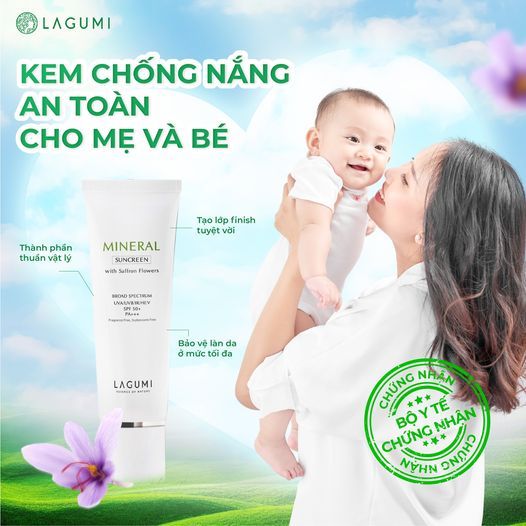 Combo Cấp ẩm và bảo vệ da 2 món Kem dưỡng B5 và Kem chống nắng nhụy hoa nghệ tây Lagumi