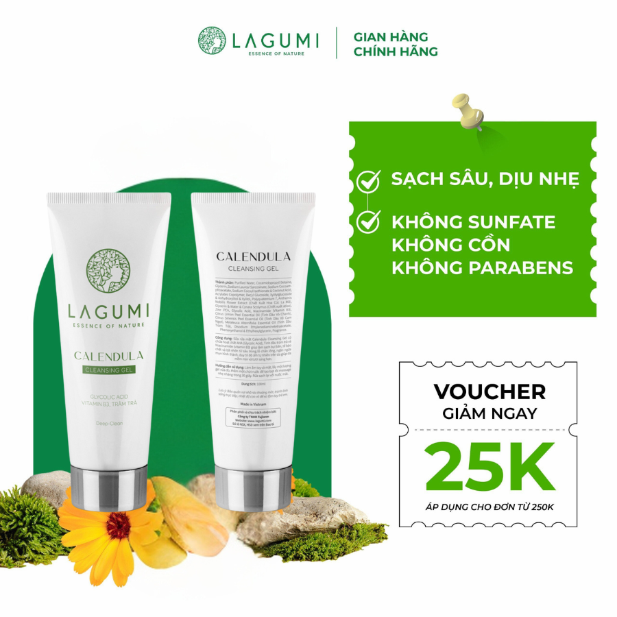 Sữa rửa mặt sạch sâu ngừa mụn Lagumi Calendula Cleansing Gel 100ml