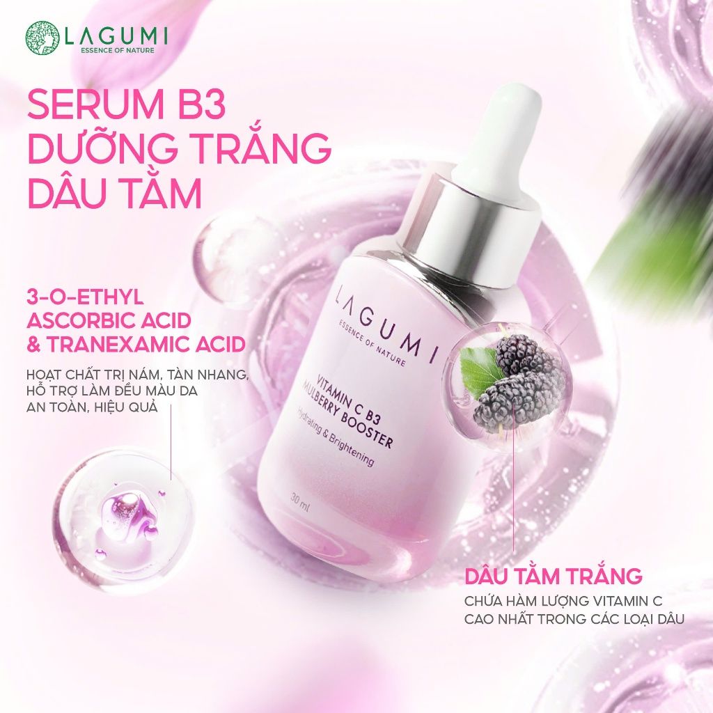 Serum Làm Trắng Da Mặt Lagumi Dâu Tằm B3 Giúp Mờ Thâm Giảm Nám